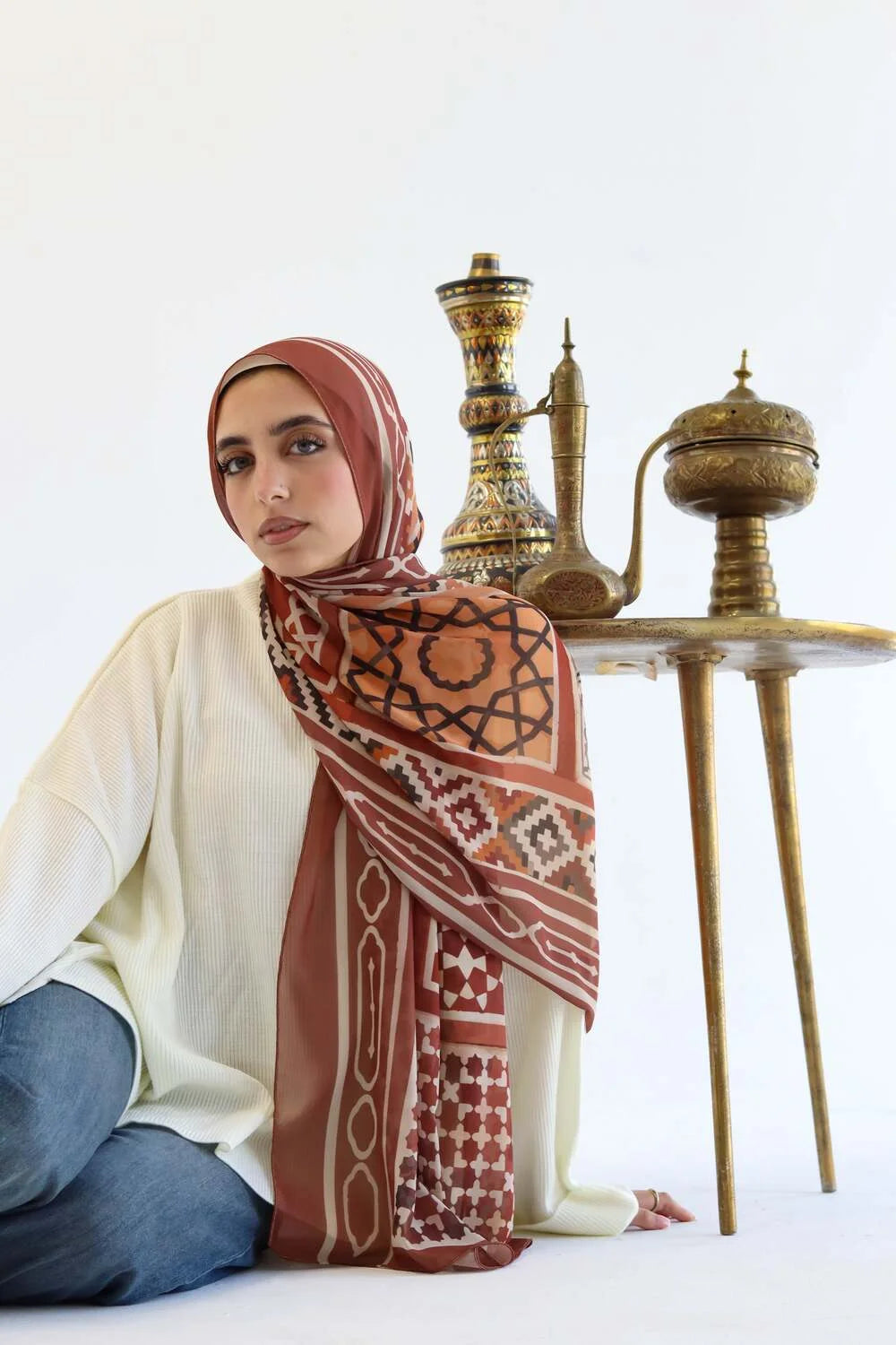 Gift Duo bundle — Amber Jali chiffon scarf